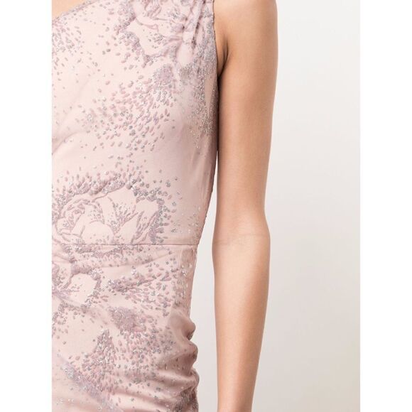 Marchesa Notte Tulle One Shoulder Flocked Glitter Gown US0 - Picture 4 of 12